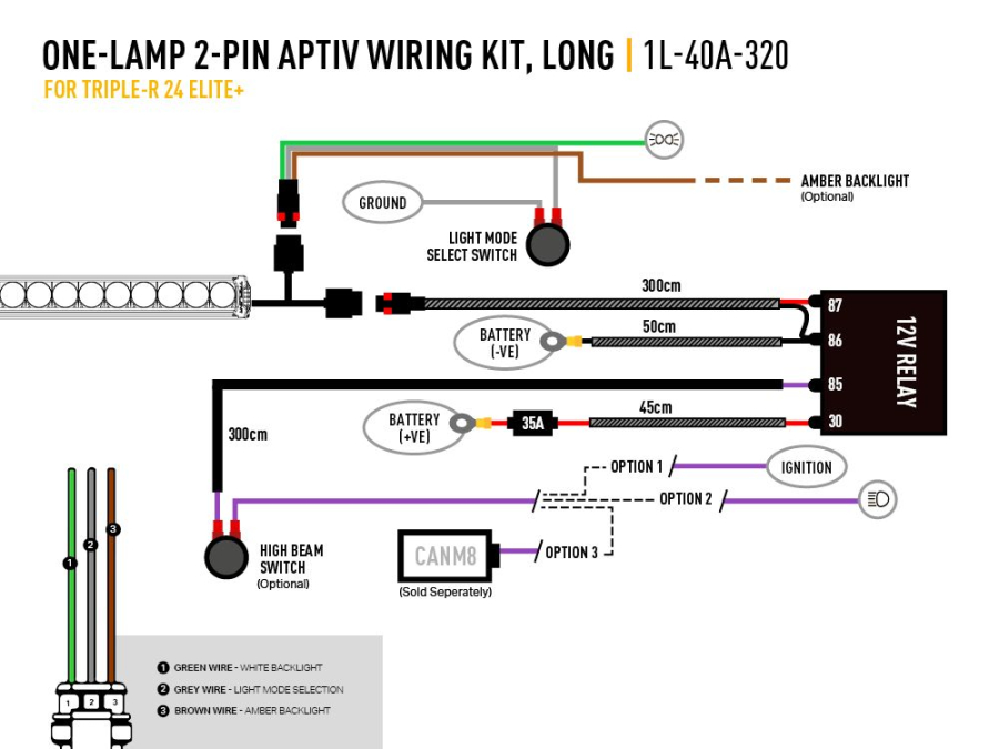 Single-Lamp Harness Kit (2-Pin, Aptiv, 12V)