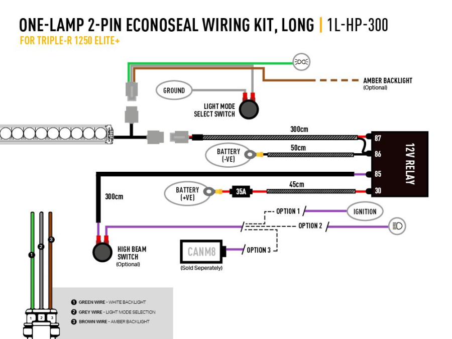 Single-Lamp Wiring Kit (2-Pin, Econoseal, 12V)