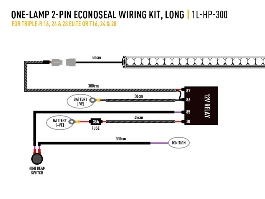 Single-Lamp Wiring Kit (2-Pin, Econoseal, 12V)