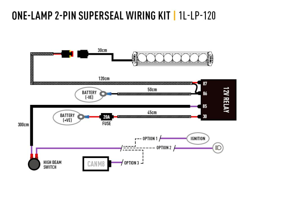 Single-Lamp Wiring Kit (2-Pin, Superseal, 12V)