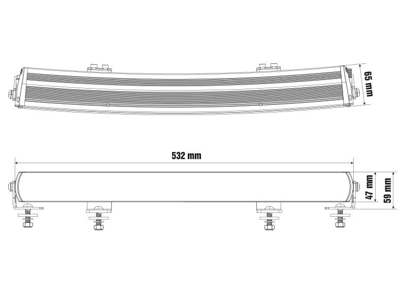 LED Tālās gaismas lukturis OPTIBEAM Super Captain One 600 Curved