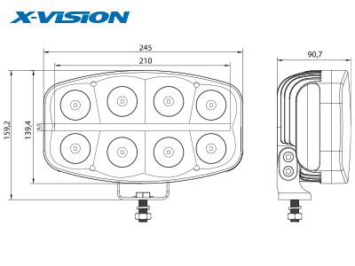 LED Tālās gaismas lukturis X-VISION QUADRATOR